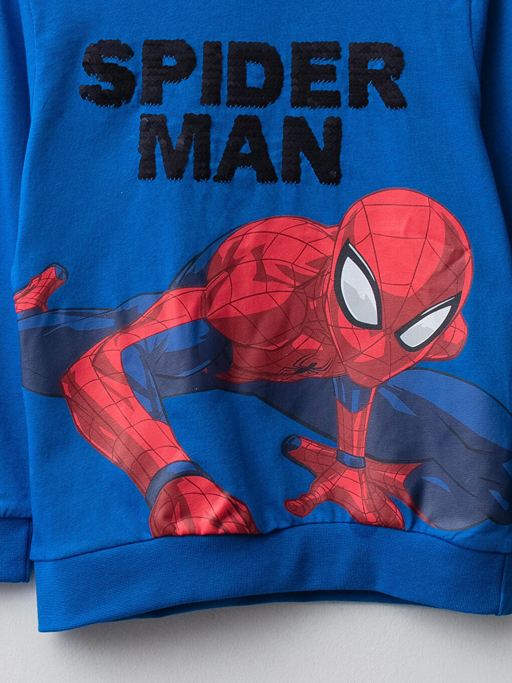 LC Waikiki Crew Neck Spider-Man Printed Double-Sided Sequined Long Sleeve Boys' T-Shirt -W17532Z4-HGU