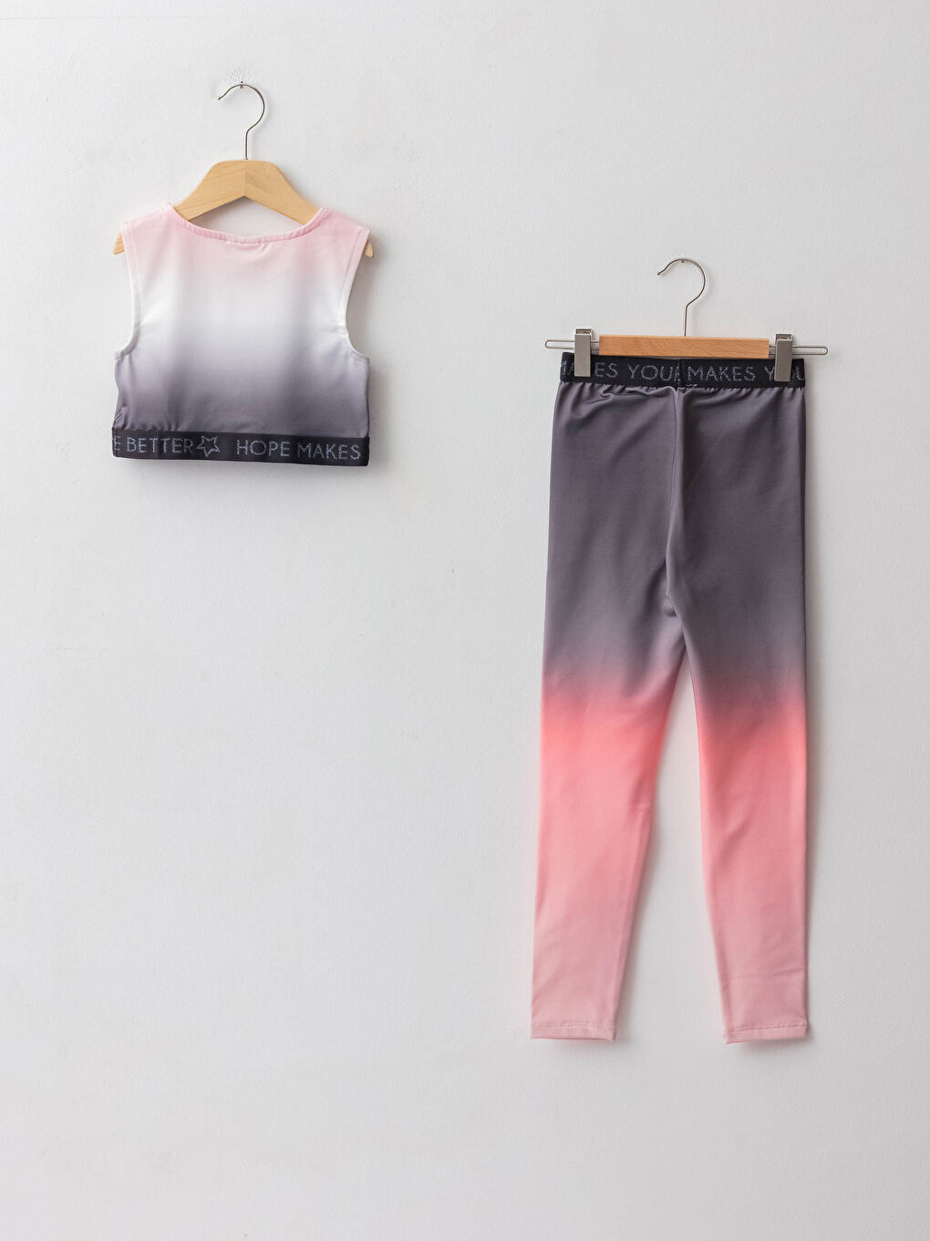 Crew Neck Slogan Text Printed Girl's Bustier and Tights-1