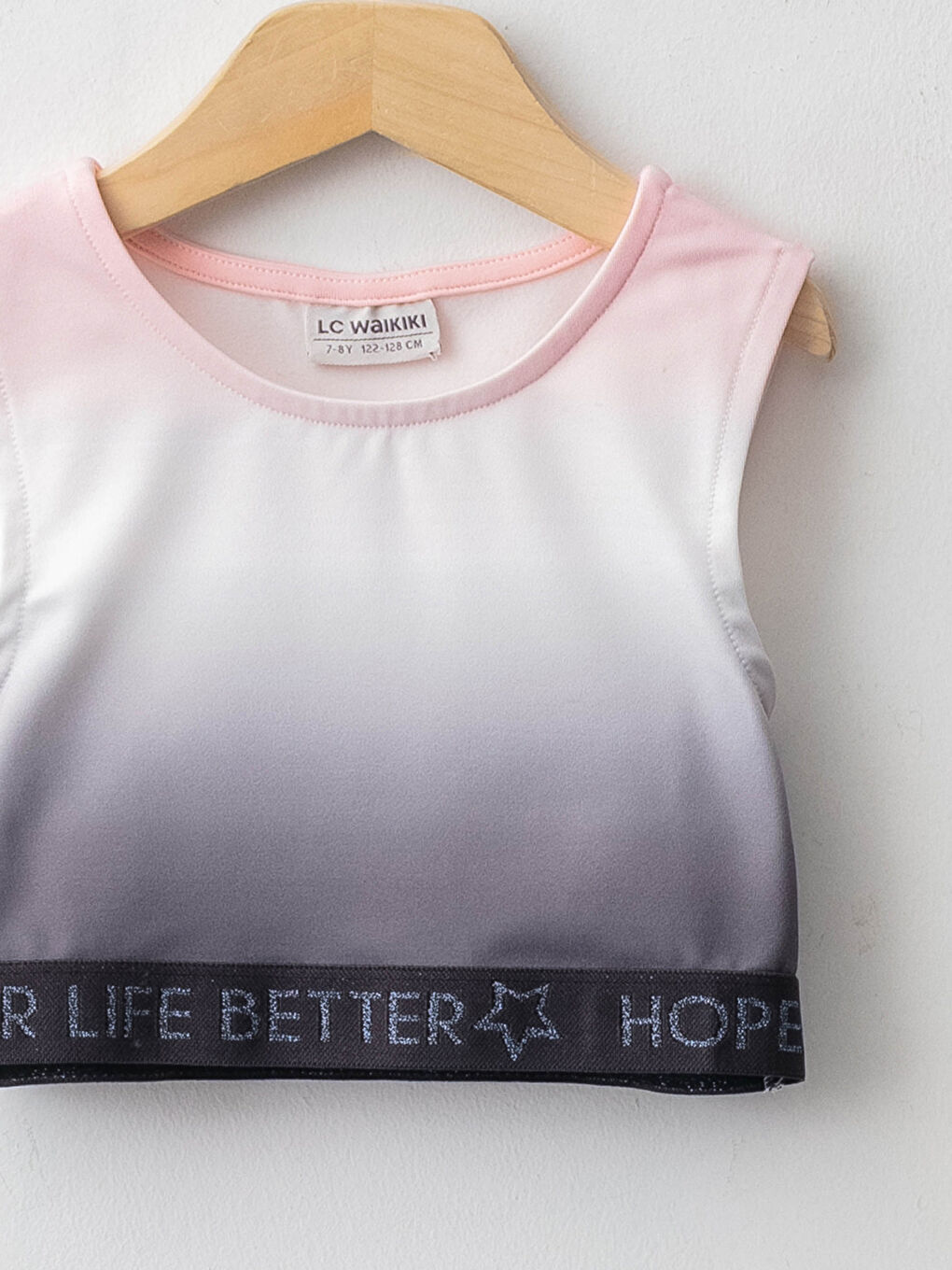 Crew Neck Slogan Text Printed Girl's Bustier and Tights-2