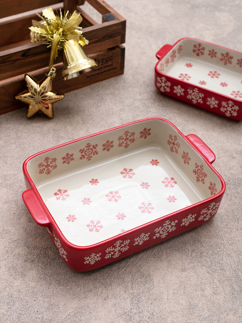 LCW HOME Weihnachtlicher Keramik-Ofentopf mit Muster 28x18x6 cm -W17670Z8-LTQ