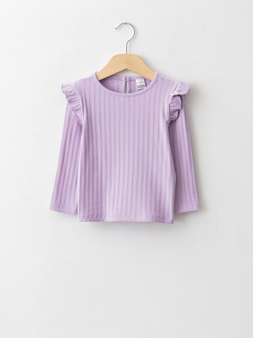 Базовая футболка с круглым вырезом и длинными рукавами для малышей-девочек