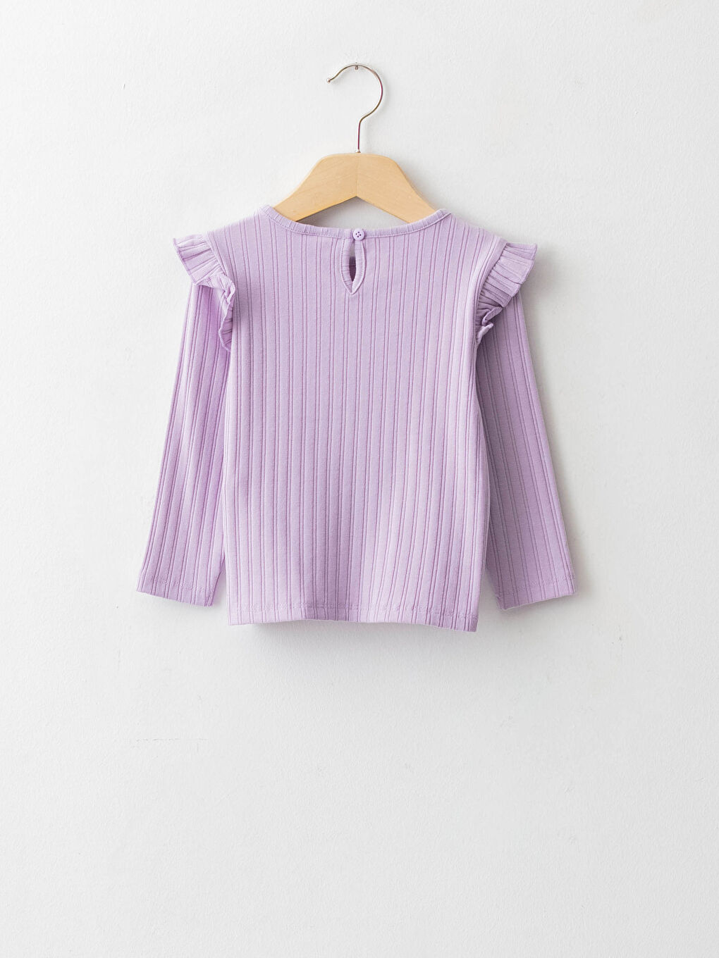 Базовая футболка с круглым вырезом и длинными рукавами для малышей-девочек-1