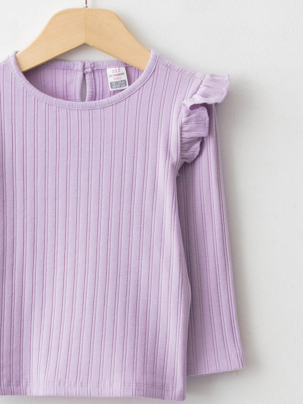 Базовая футболка с круглым вырезом и длинными рукавами для малышей-девочек-2