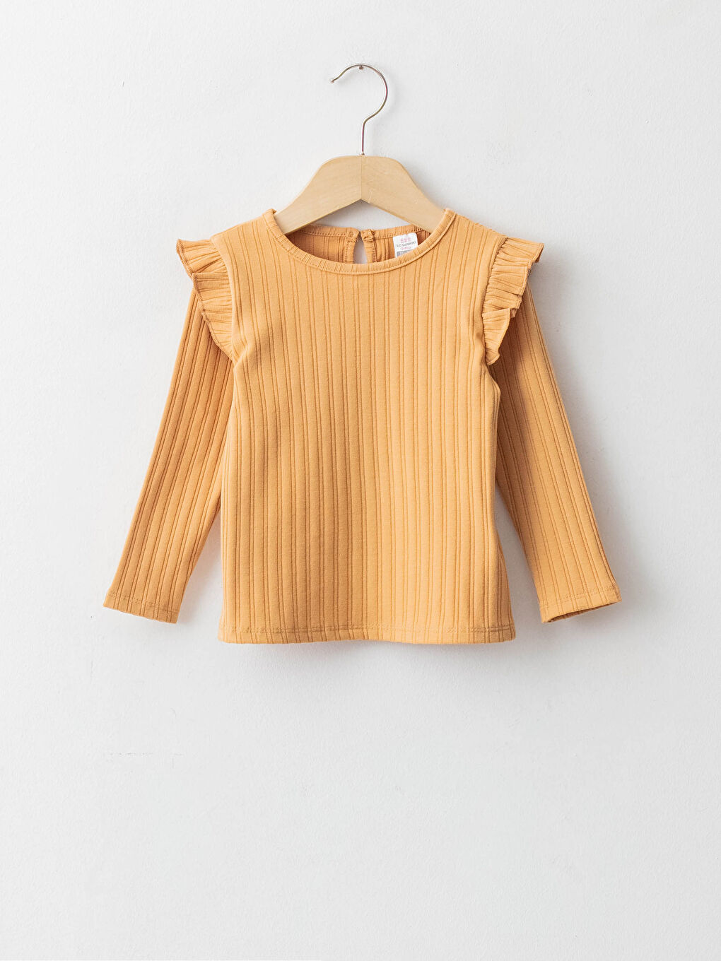 Базовая футболка с круглым вырезом и длинными рукавами для малышей-девочек