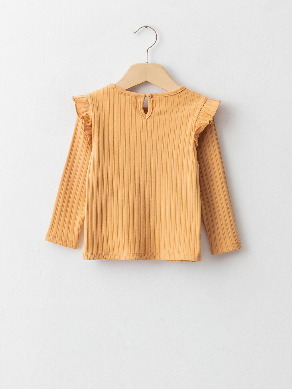 Базовая футболка с круглым вырезом и длинными рукавами для малышей-девочек-1