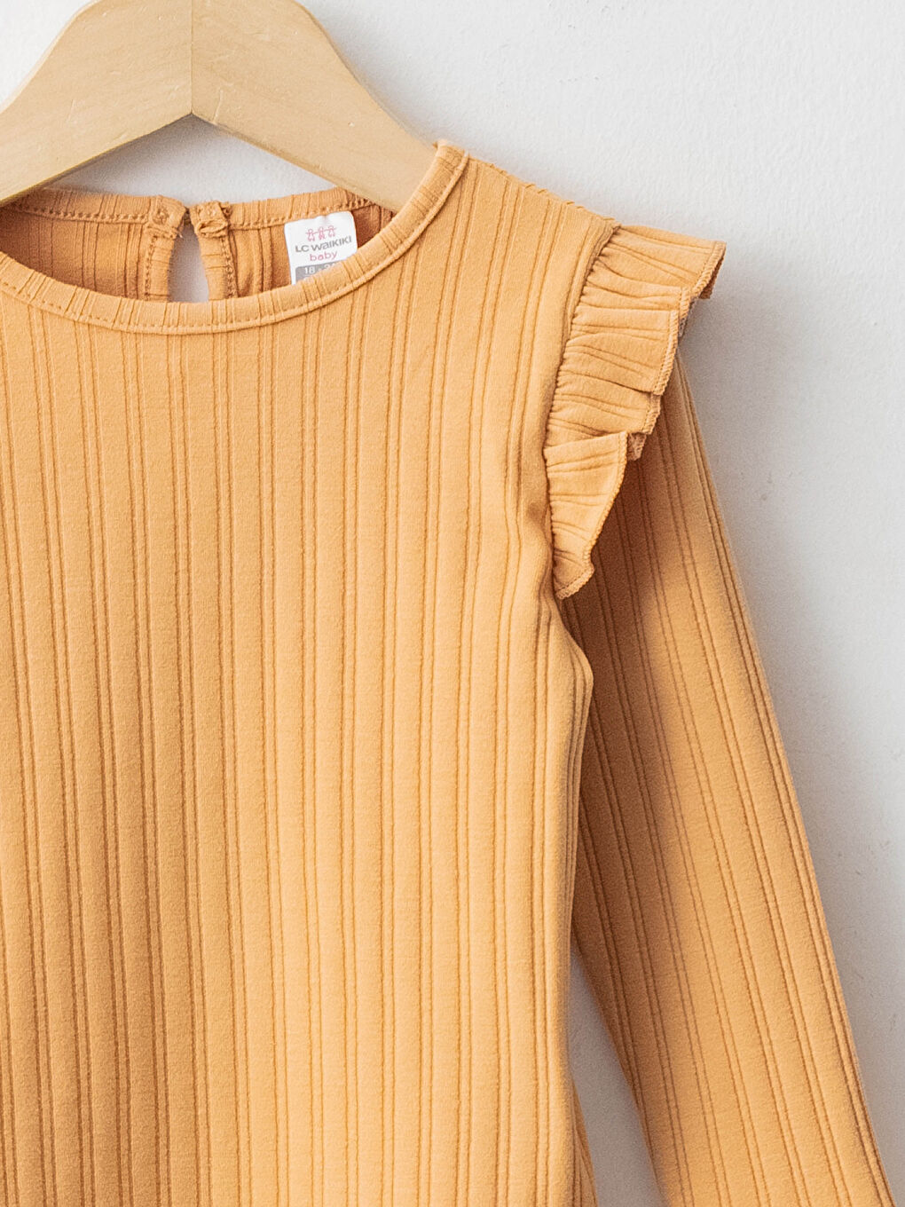 Базовая футболка с круглым вырезом и длинными рукавами для малышей-девочек-2