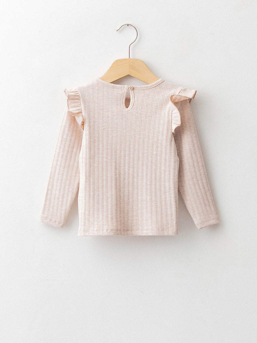 Базовая футболка с круглым вырезом и длинными рукавами для малышей-девочек-1