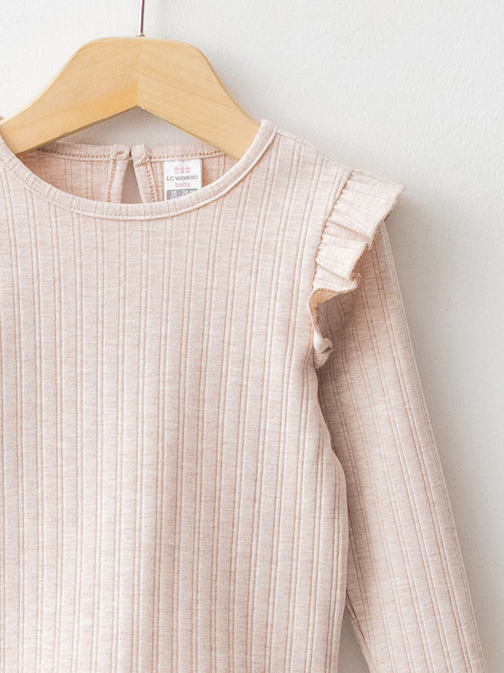 Базовая футболка с круглым вырезом и длинными рукавами для малышей-девочек-2