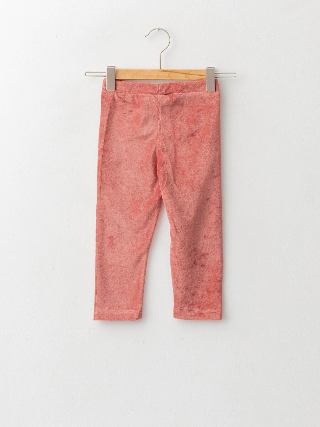 Kırmızı Beli Lastikli Basic Kadife Kız Bebek Tayt-1