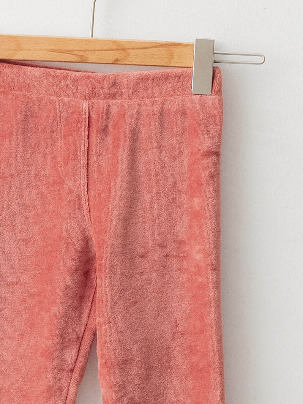 Kırmızı Beli Lastikli Basic Kadife Kız Bebek Tayt-2