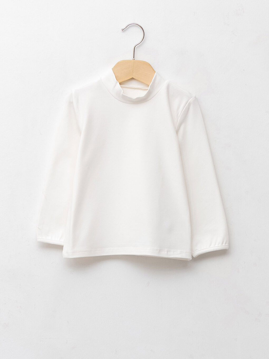 Half Turtleneck Basic Long Sleeve Baby Girl T-Shirt-1