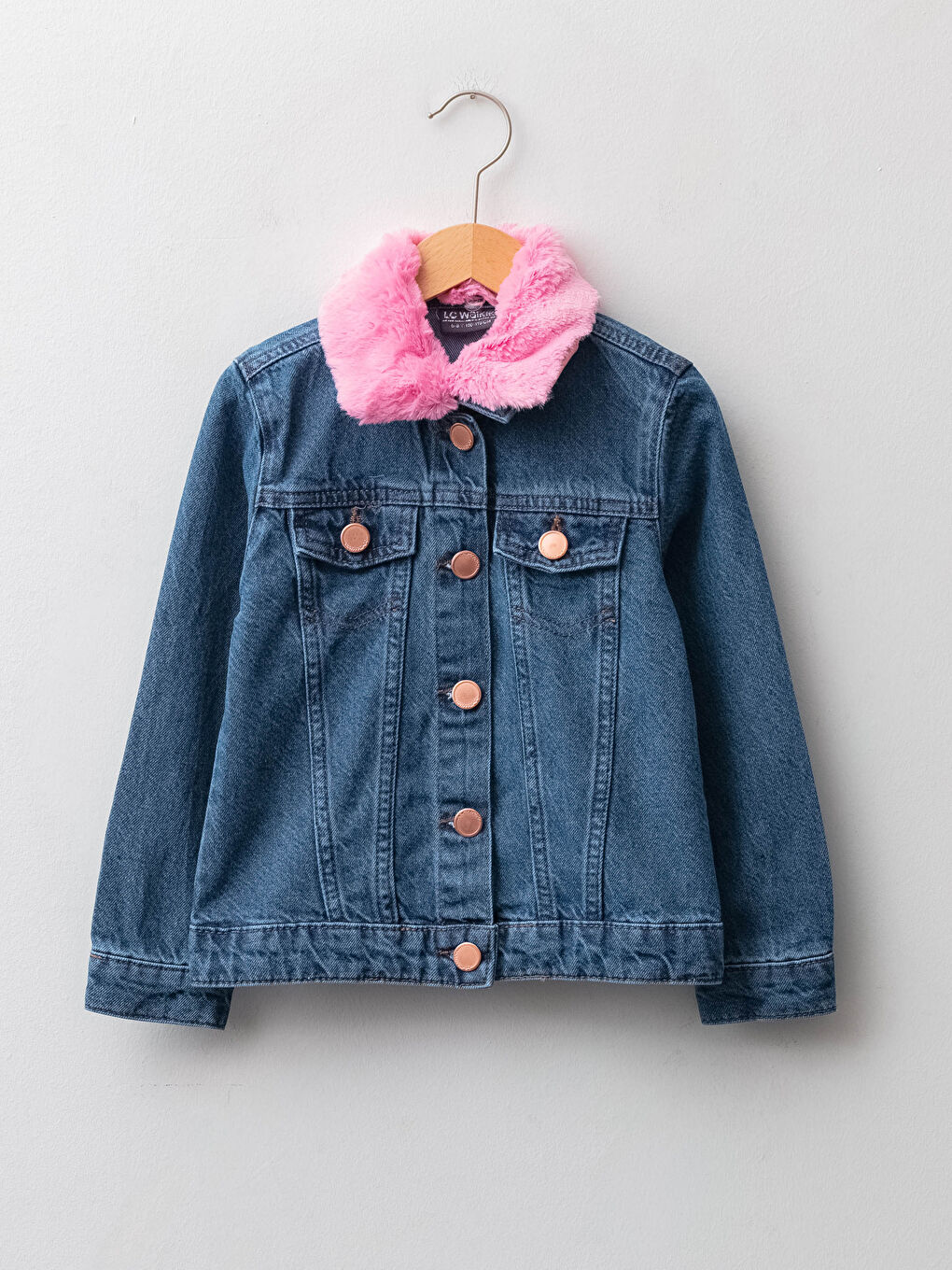 İndigo Baskılı Uzun Kollu Kız Çocuk Jean Ceket