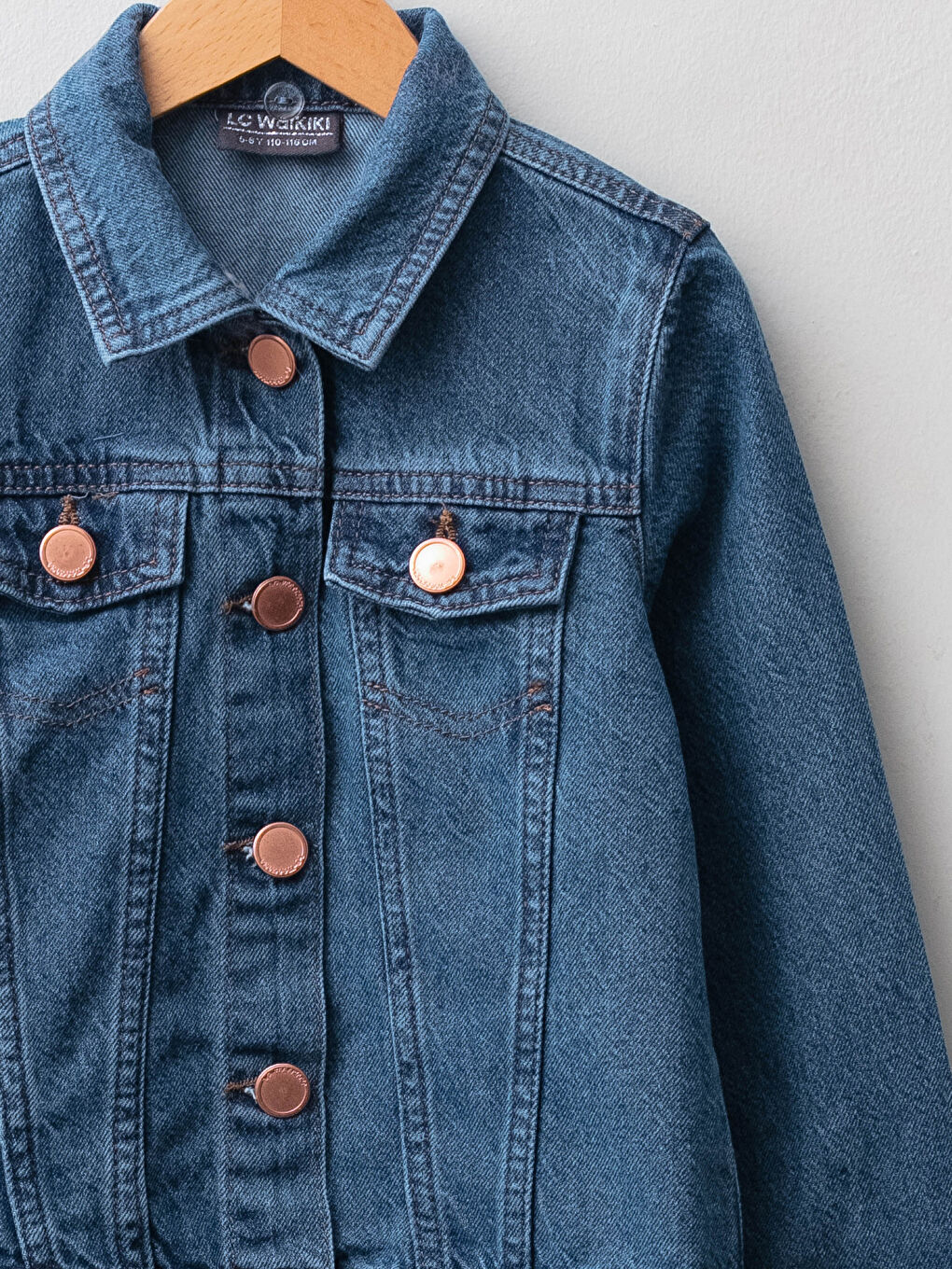 İndigo Baskılı Uzun Kollu Kız Çocuk Jean Ceket-2