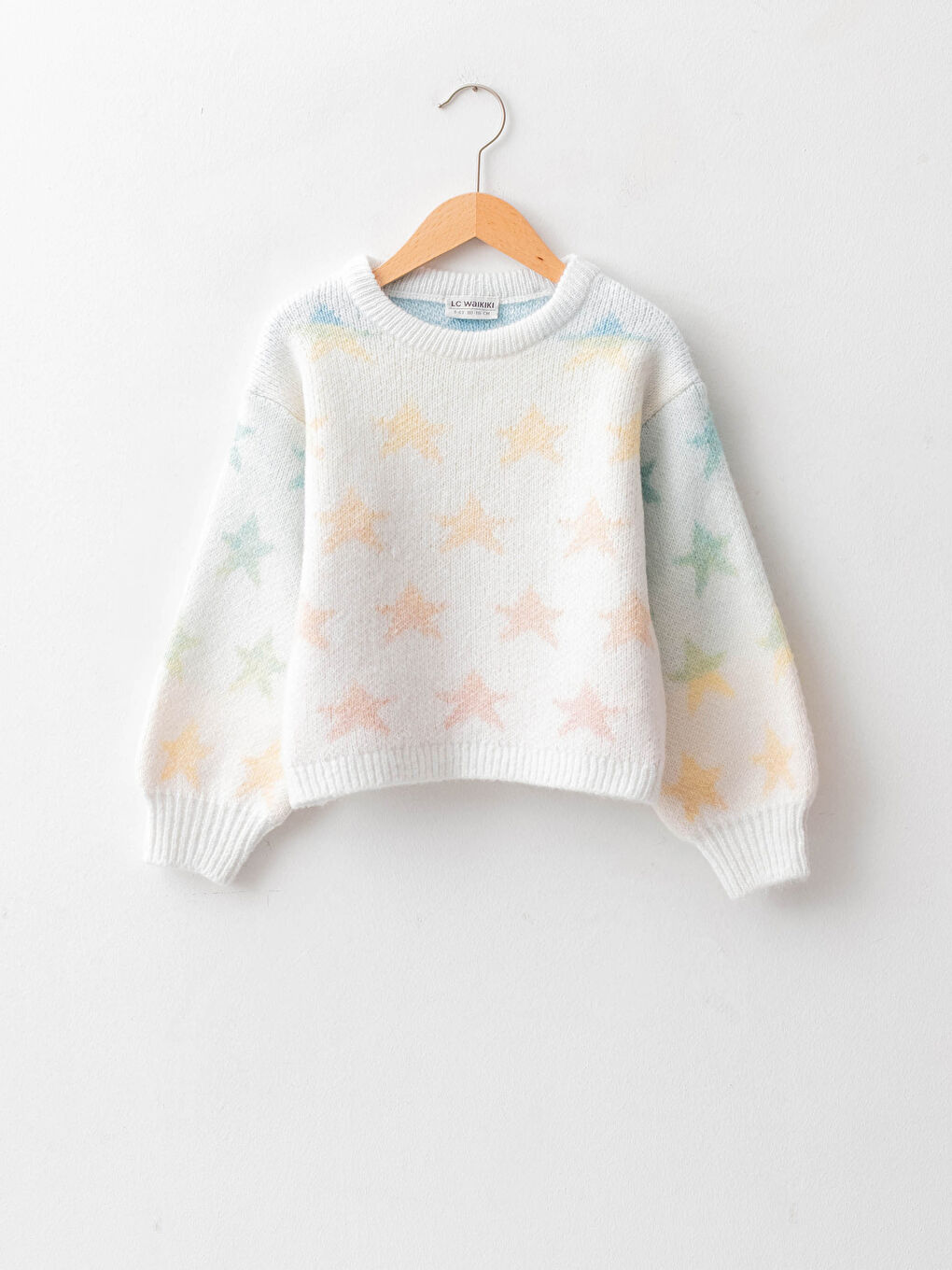 Pull-over Épais en Maille à Motif Col Rond Manches Longues pour Filles