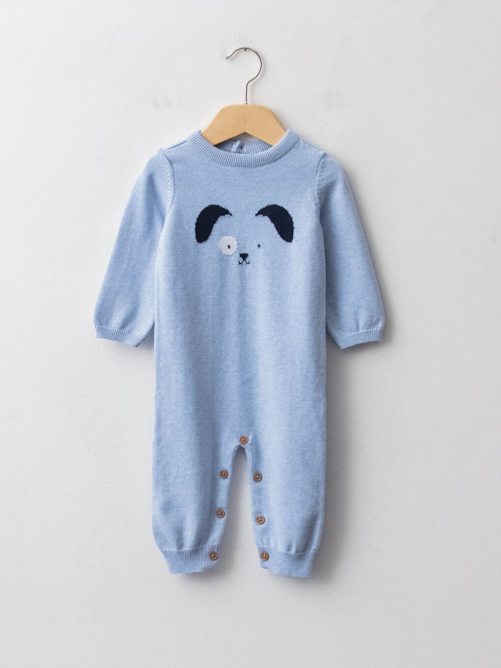 Crew Neck Long Sleeve Patterned Knitwear Jumpsuit