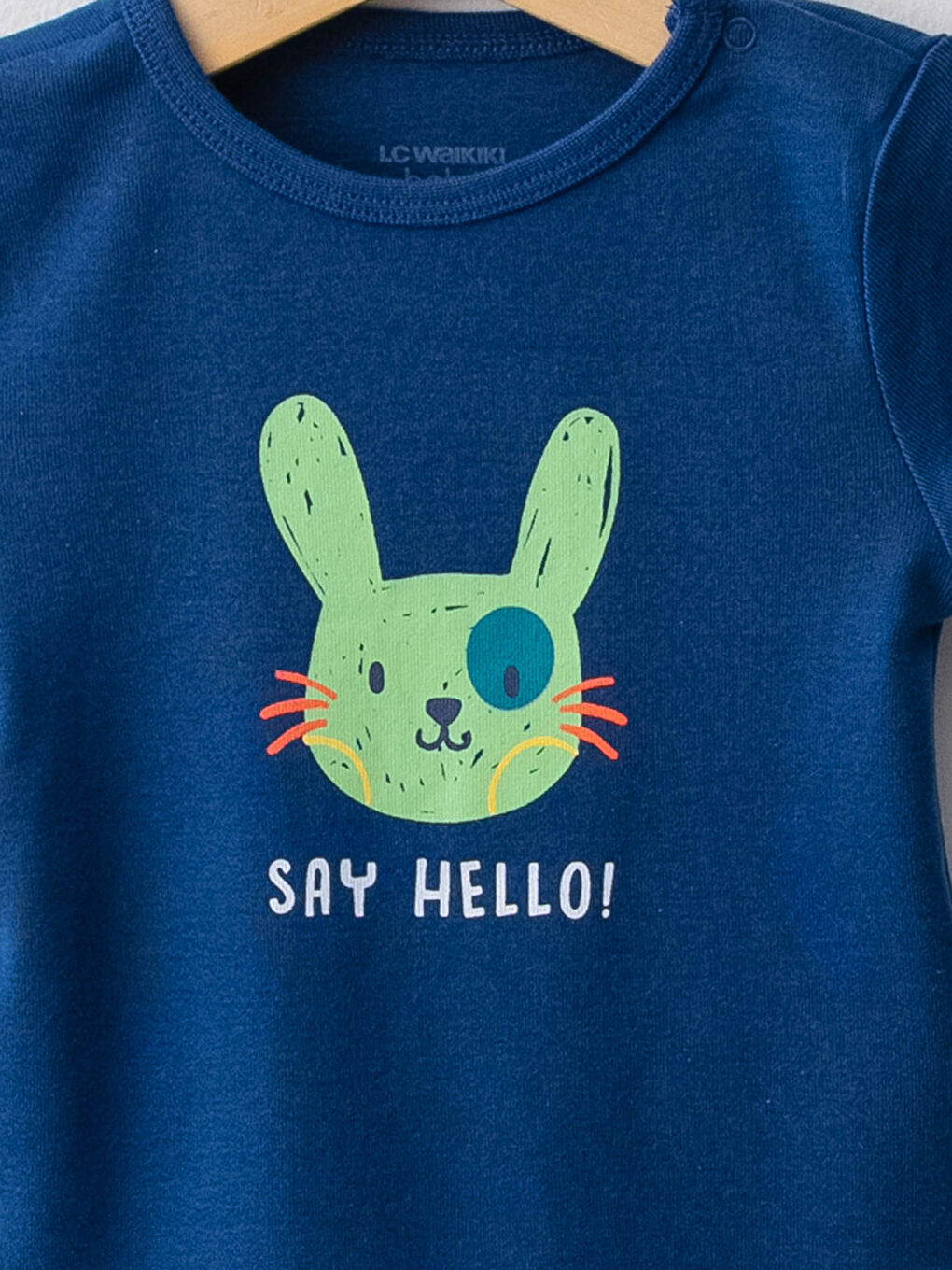 Mavi Bisiklet Yaka Kısa Kol Baskılı Pamuklu Erkek Bebek Çıtçıtlı Body 2'li-2