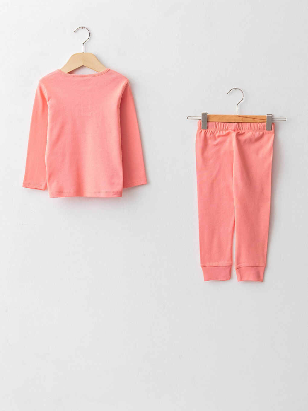 Crew Neck Long Sleeve Basic Cotton Baby Girl Pajamas Set-1