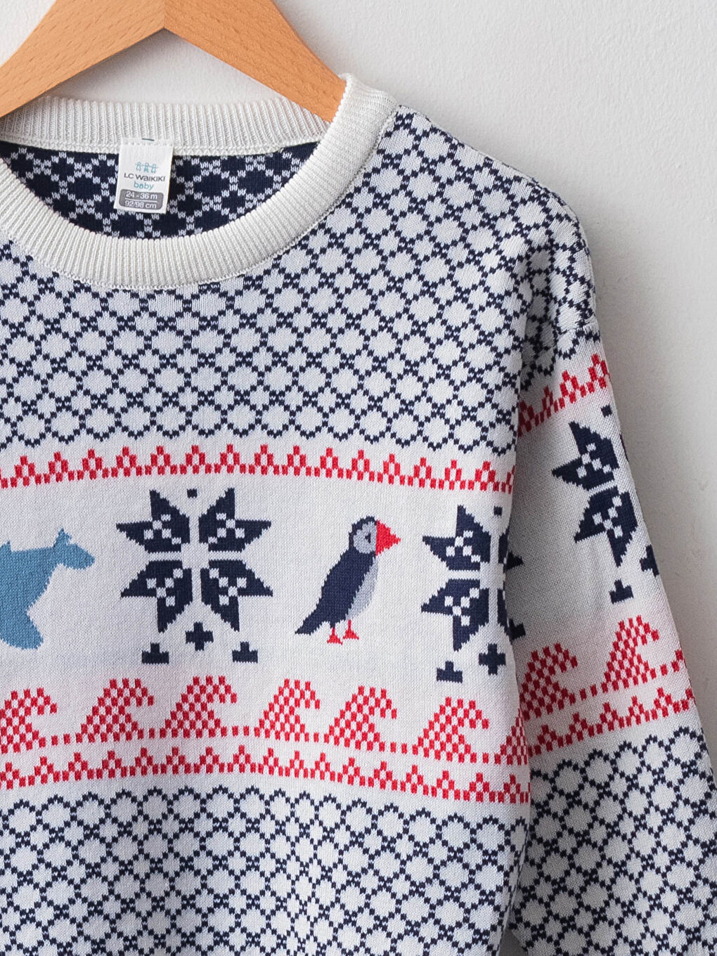 LCW baby Crew Neck Long Sleeve Patterned Baby Boy Tricot Sweater -W18149Z1-QVB