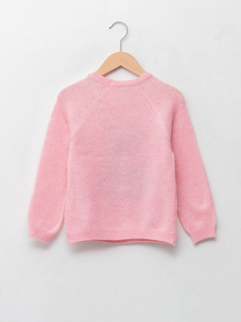 Pembe Bisiklet Yaka Ayı Teddy Desenli Kız Çocuk Triko Kazak-1