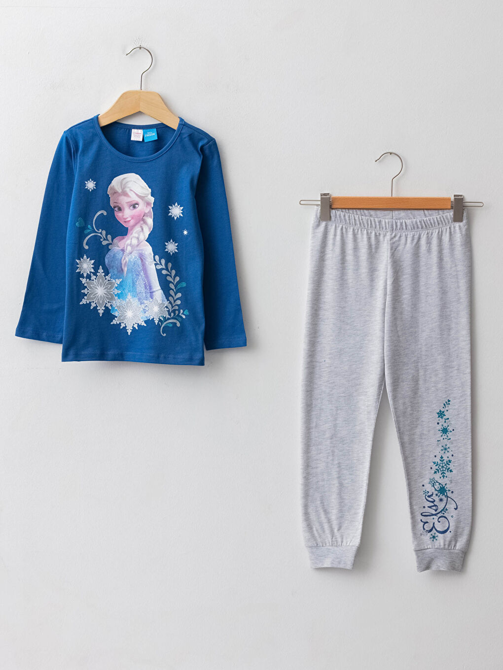 Crew Neck Elsa Printed Long Sleeve Girls' Pyjama Set