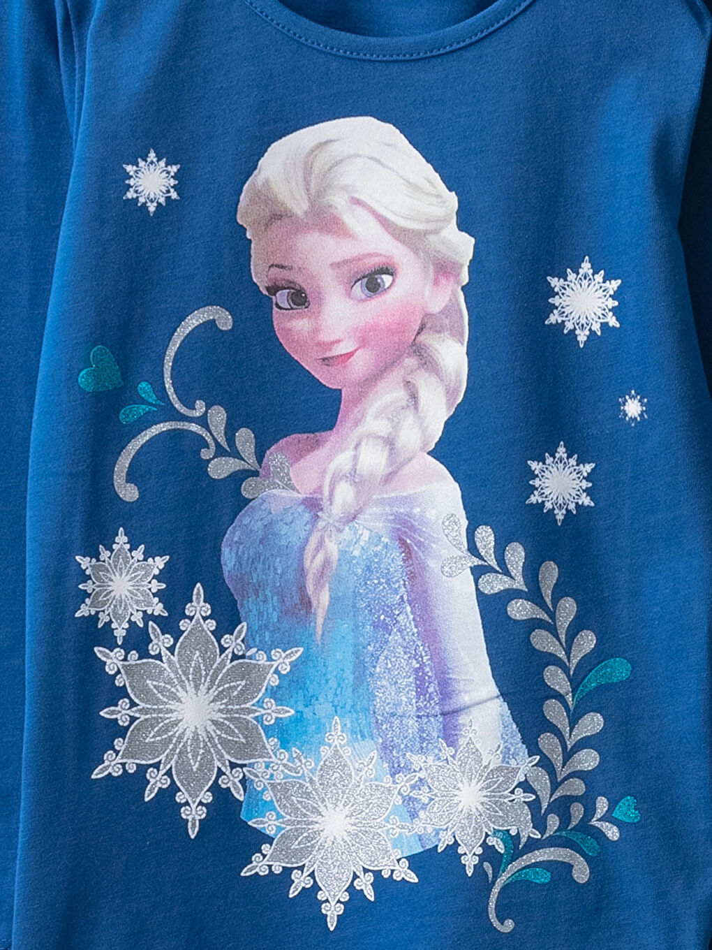 Crew Neck Elsa Printed Long Sleeve Girls' Pyjama Set-2