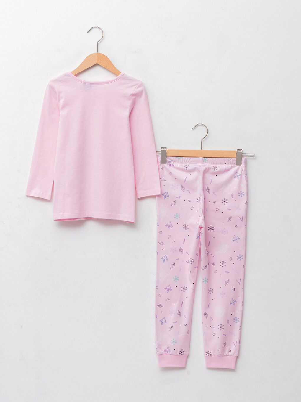LCW Kids Crew Neck Frozen Printed Long Sleeve Girls Pajamas Set -W18207Z4-FXK