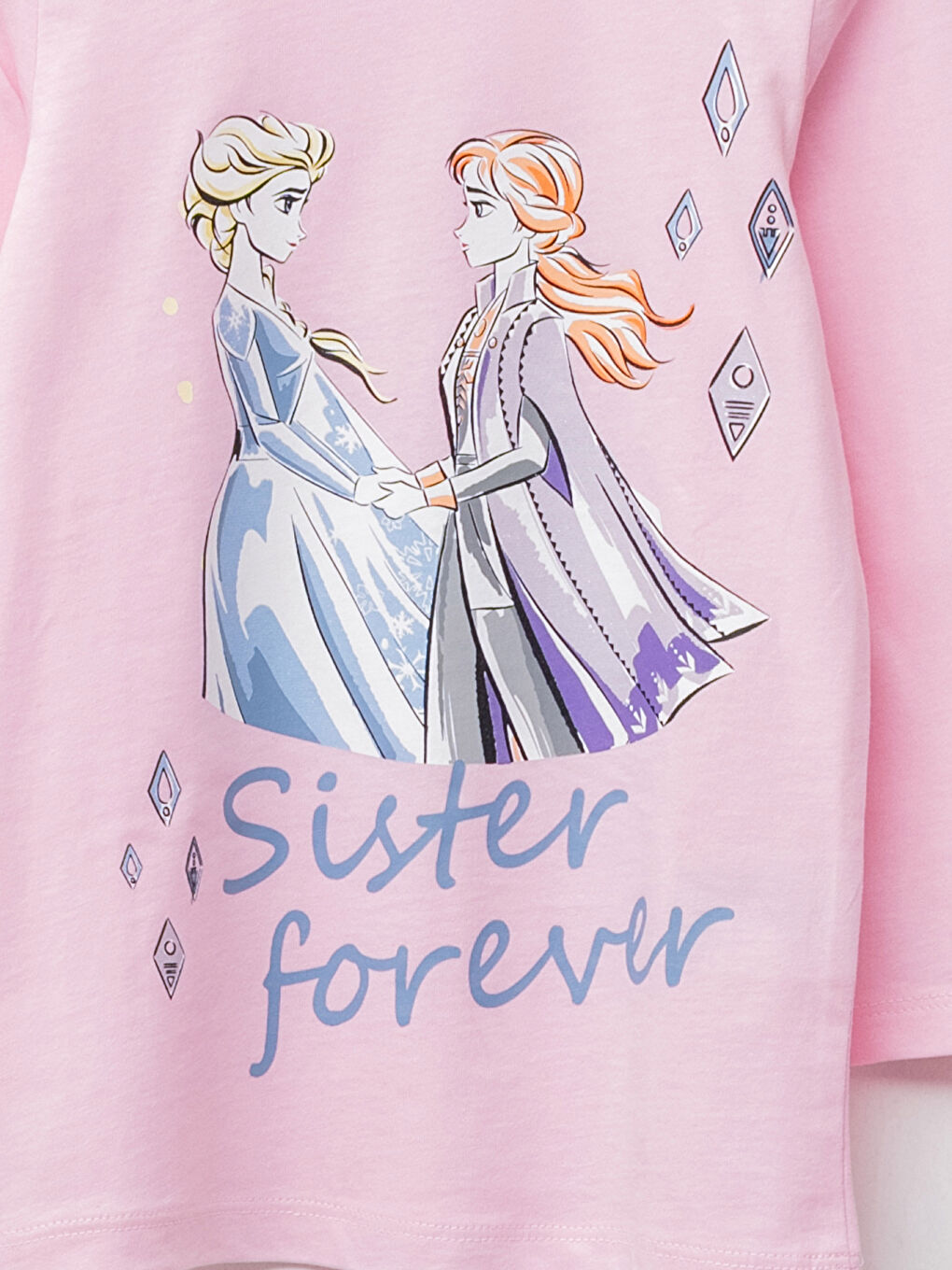 LCW Kids Crew Neck Frozen Printed Long Sleeve Girls Pajamas Set -W18207Z4-FXK