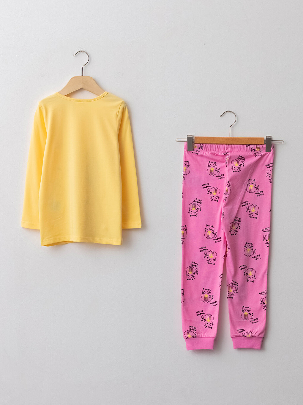 Crew Neck Printed Long Sleeve Girls' Pyjama Set-1