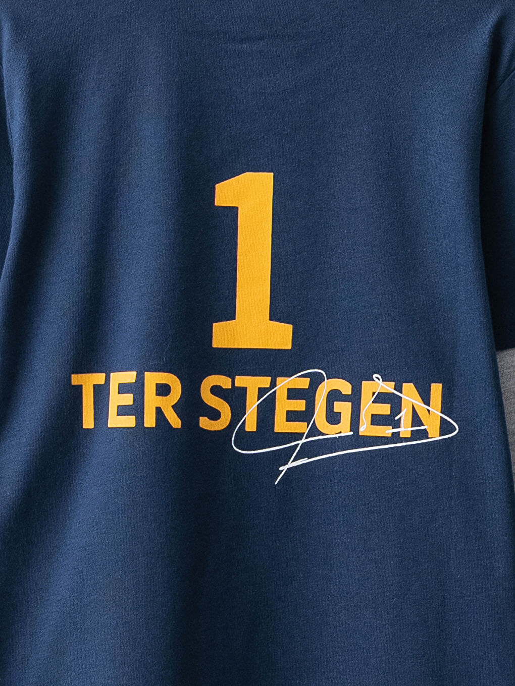 Lacivert Bisiklet Yaka Barcelona Baskılı Uzun Kollu Erkek Çocuk Tişört-2