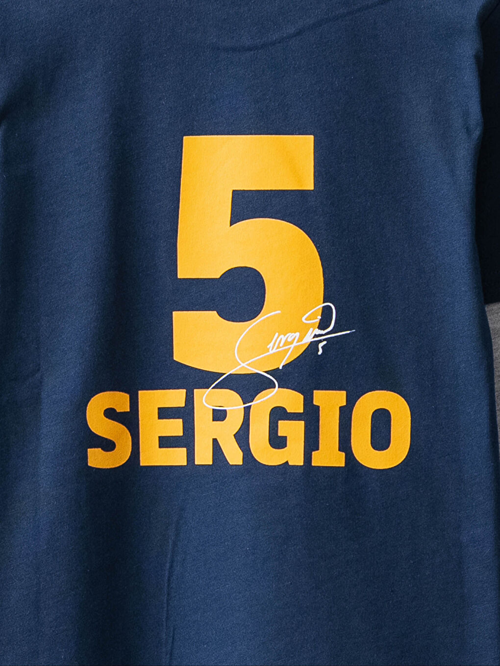 Lacivert Bisiklet Yaka Barcelona Baskılı Uzun Kollu Erkek Çocuk Tişört-2