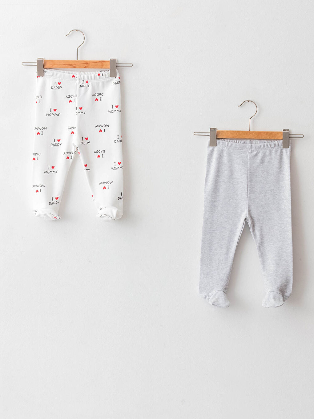 Ekru Beli Lastikli Pamuklu Kız Bebek Pantolon 2'li