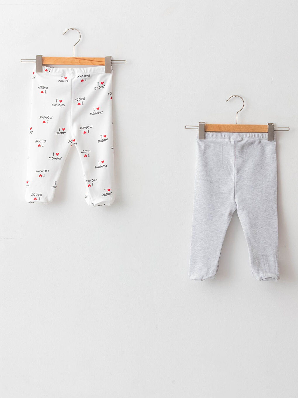 Ekru Beli Lastikli Pamuklu Kız Bebek Pantolon 2'li-1