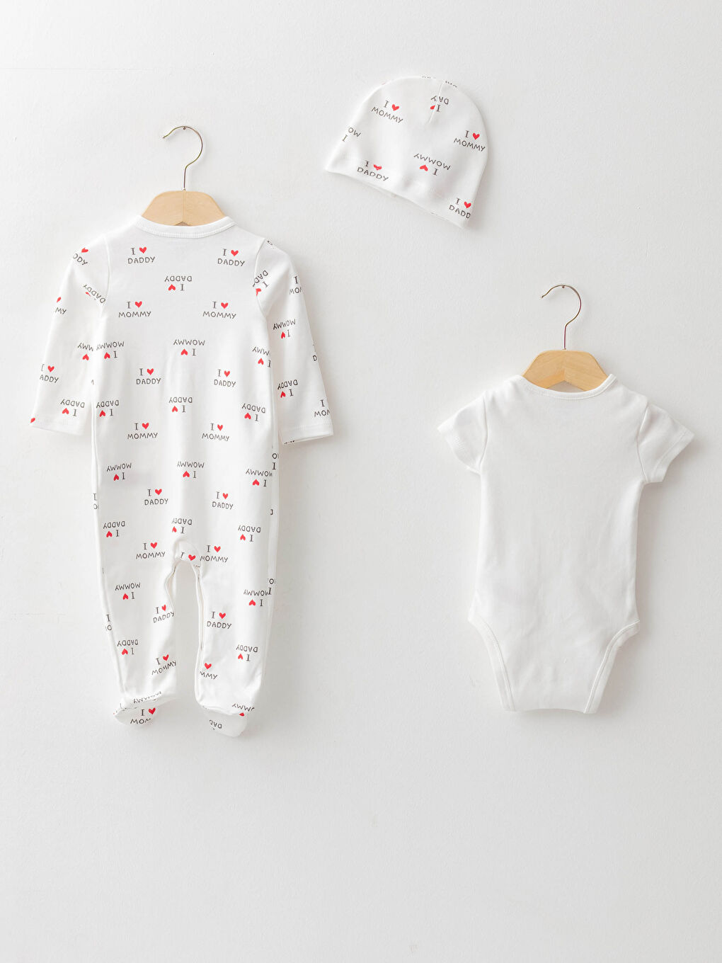 Ekru Baskılı Pamuklu Kız Bebek Hastane Çıkış Seti-1