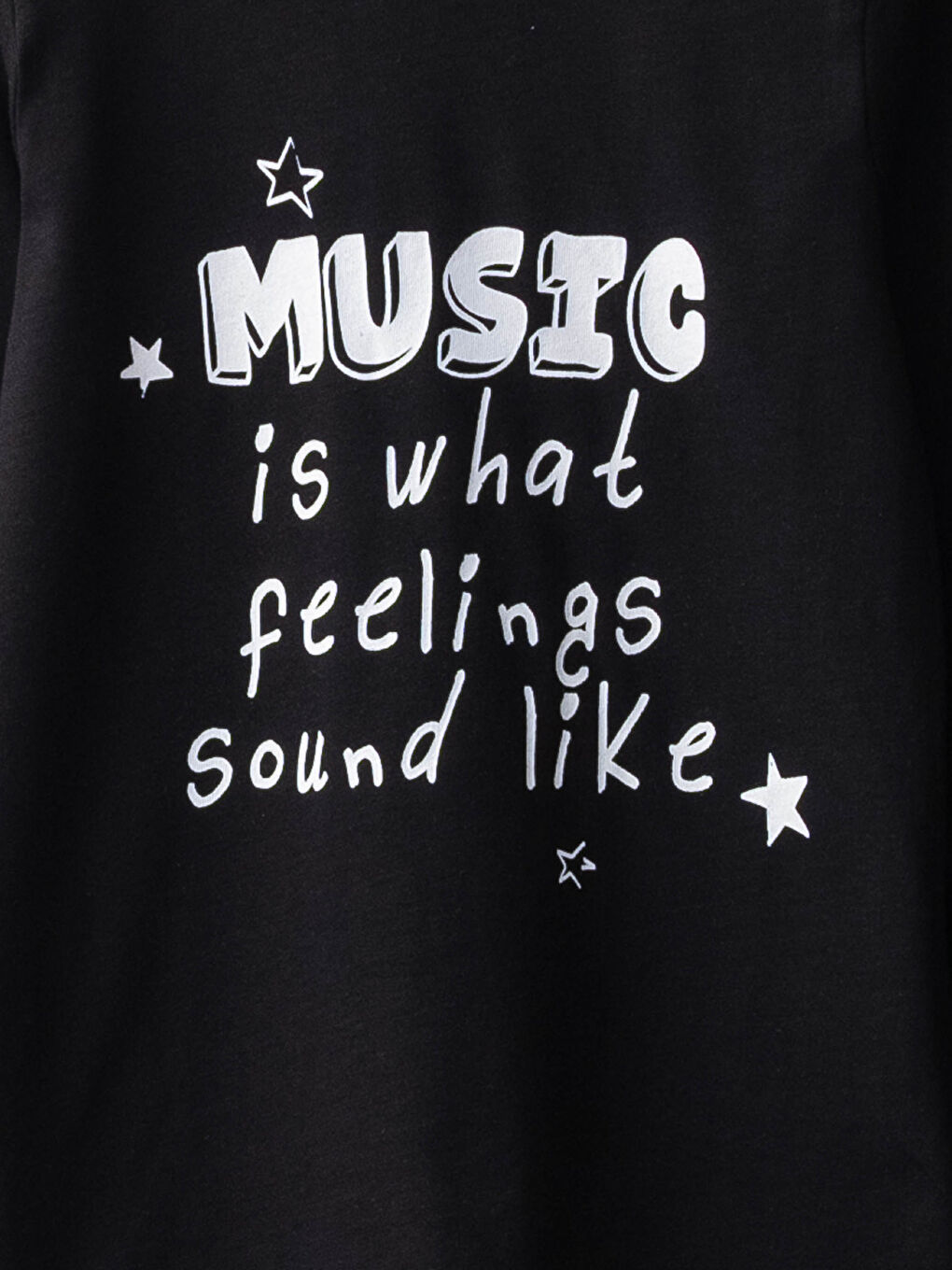 طقم بيجامة بناتي كم طويل مطبوع بياقة دائرية قطن-2