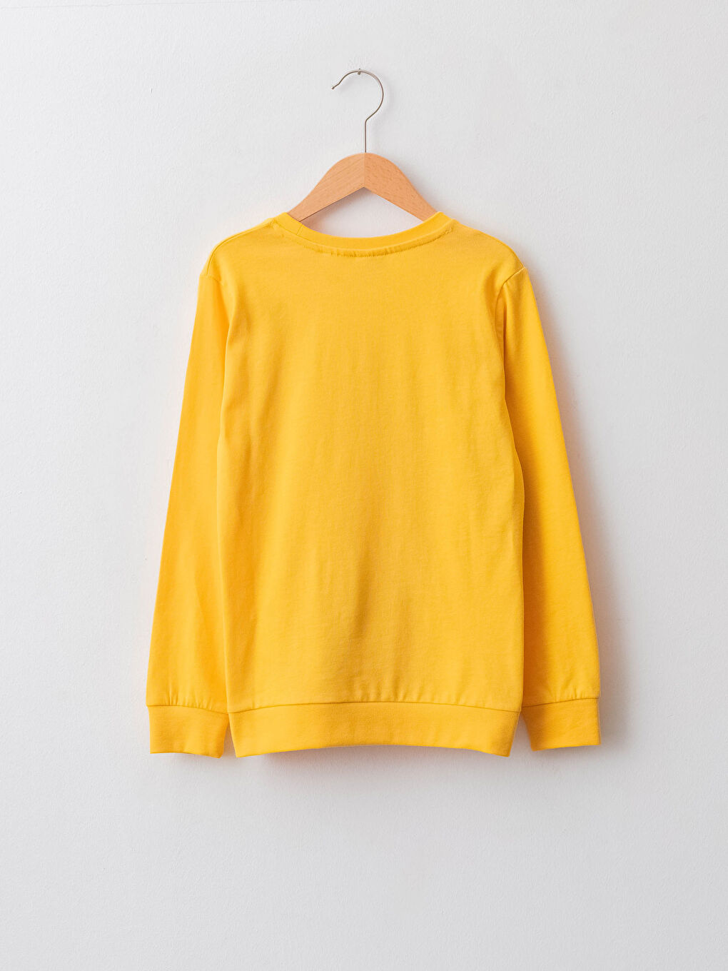 Sarı Bisiklet Yaka Kral Şakir Baskılı Uzun Kollu Pamuklu Erkek Çocuk Tişört-1