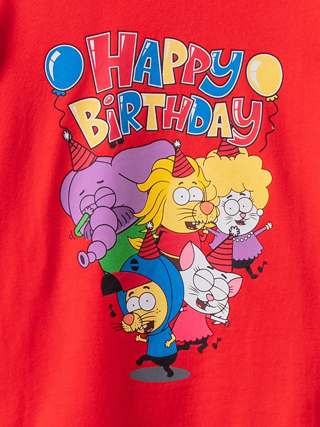 Kırmızı Bisiklet Yaka Kral Şakir Baskılı Uzun Kollu Pamuklu Erkek Çocuk Tişört-2