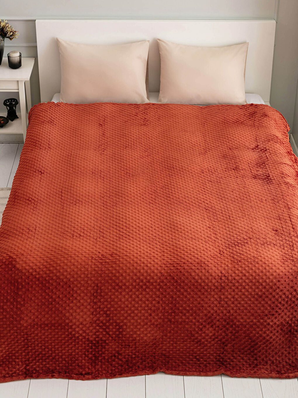 Kırmızı Çift Kişilik Tomurcuk Desenli Wellsoft Battaniye 200x220 cm-1