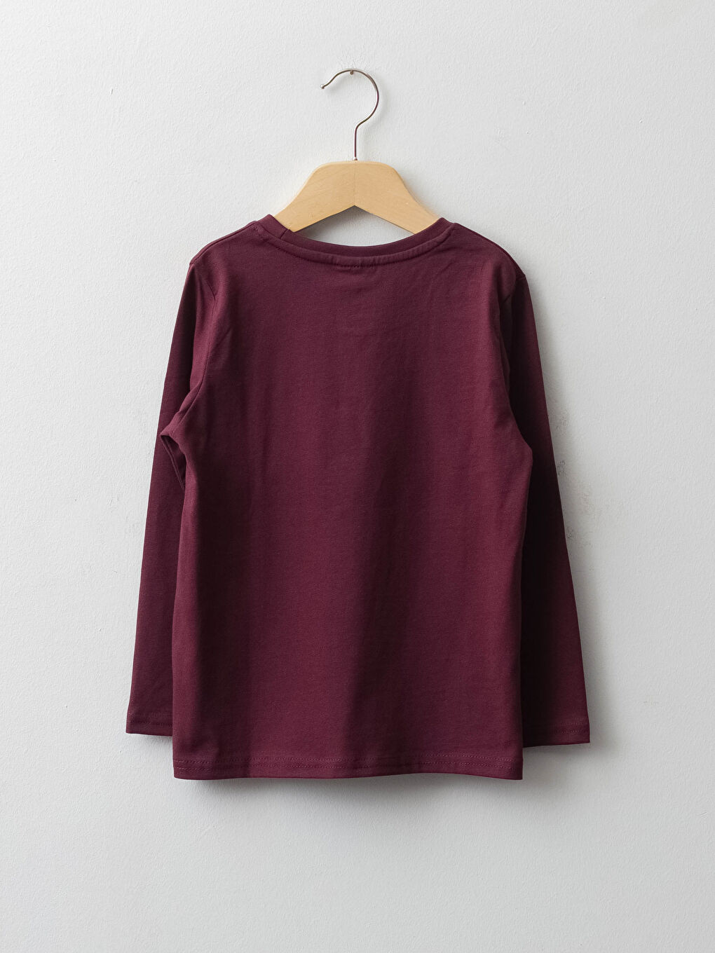 Bordo Bisiklet Yaka Baskılı Uzun Kollu Erkek Çocuk Tişört-1