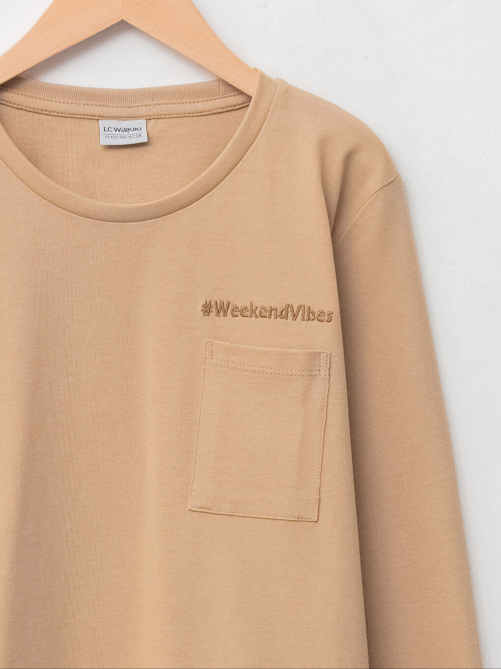 Crew Neck Embroidery Detailed Long Sleeve Cotton Boy T-Shirt-2