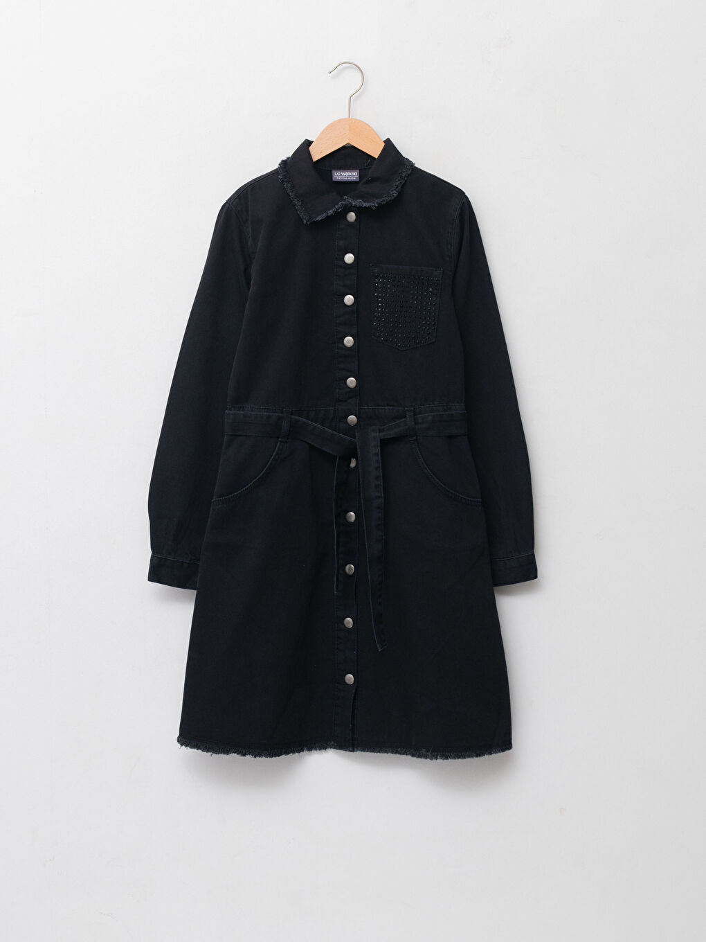 LCW Kids Kragenhals Schlicht Langarm Mädchen Jeanskleid -W18522Z4-326
