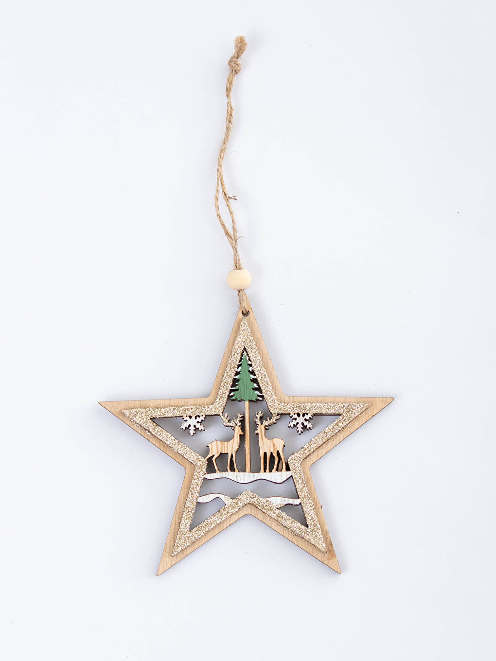 LCW HOME Weihnachtlicher Hängender Baumschmuck aus Holz 13x13 Cm -W18885Z8-F9C