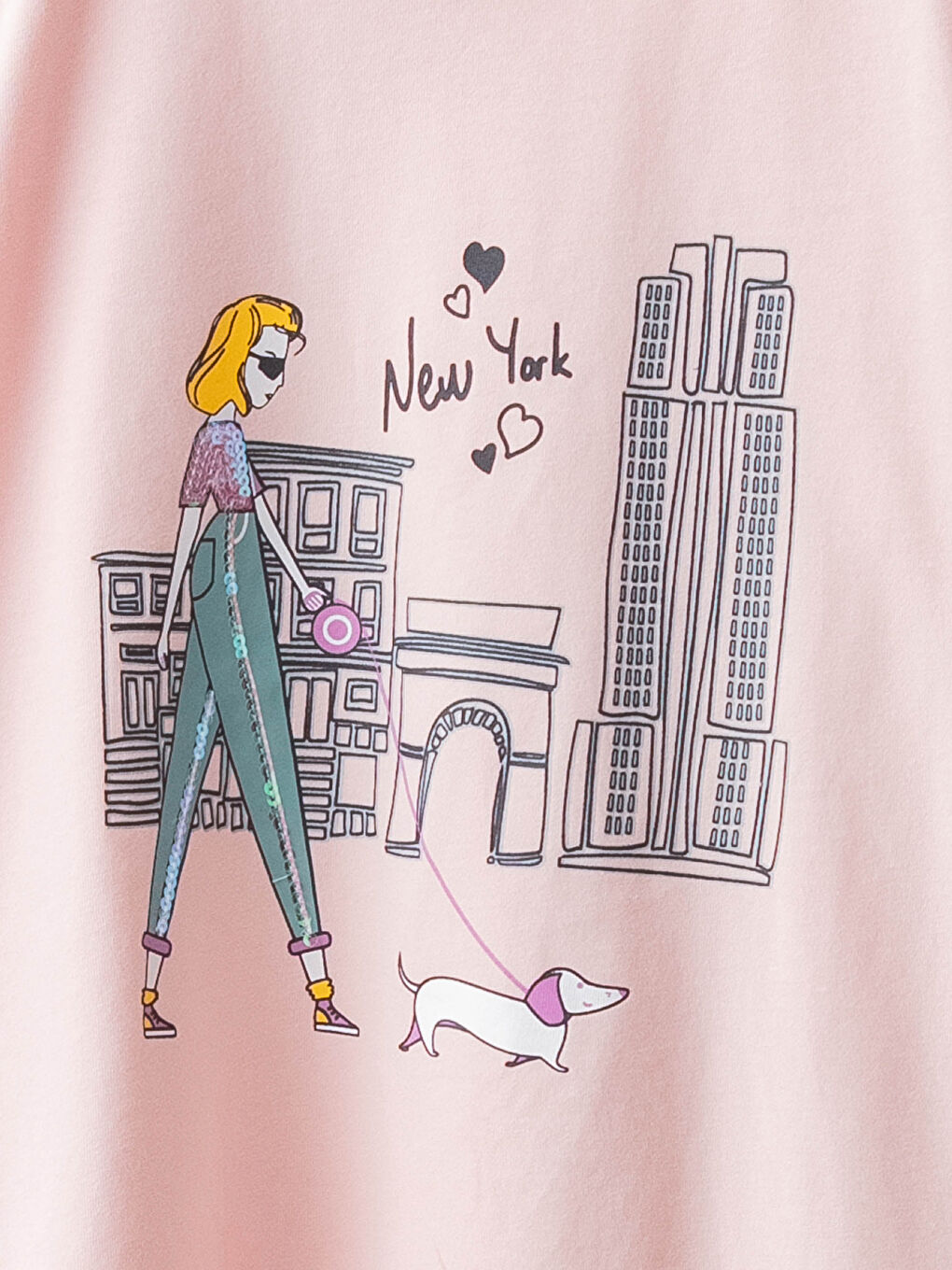 Crew Neck Printed Long Sleeve Cotton Girl T-shirt-2