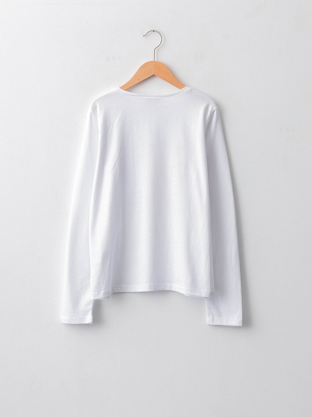 Crew Neck Printed Long Sleeve Cotton Girl T-shirt-1