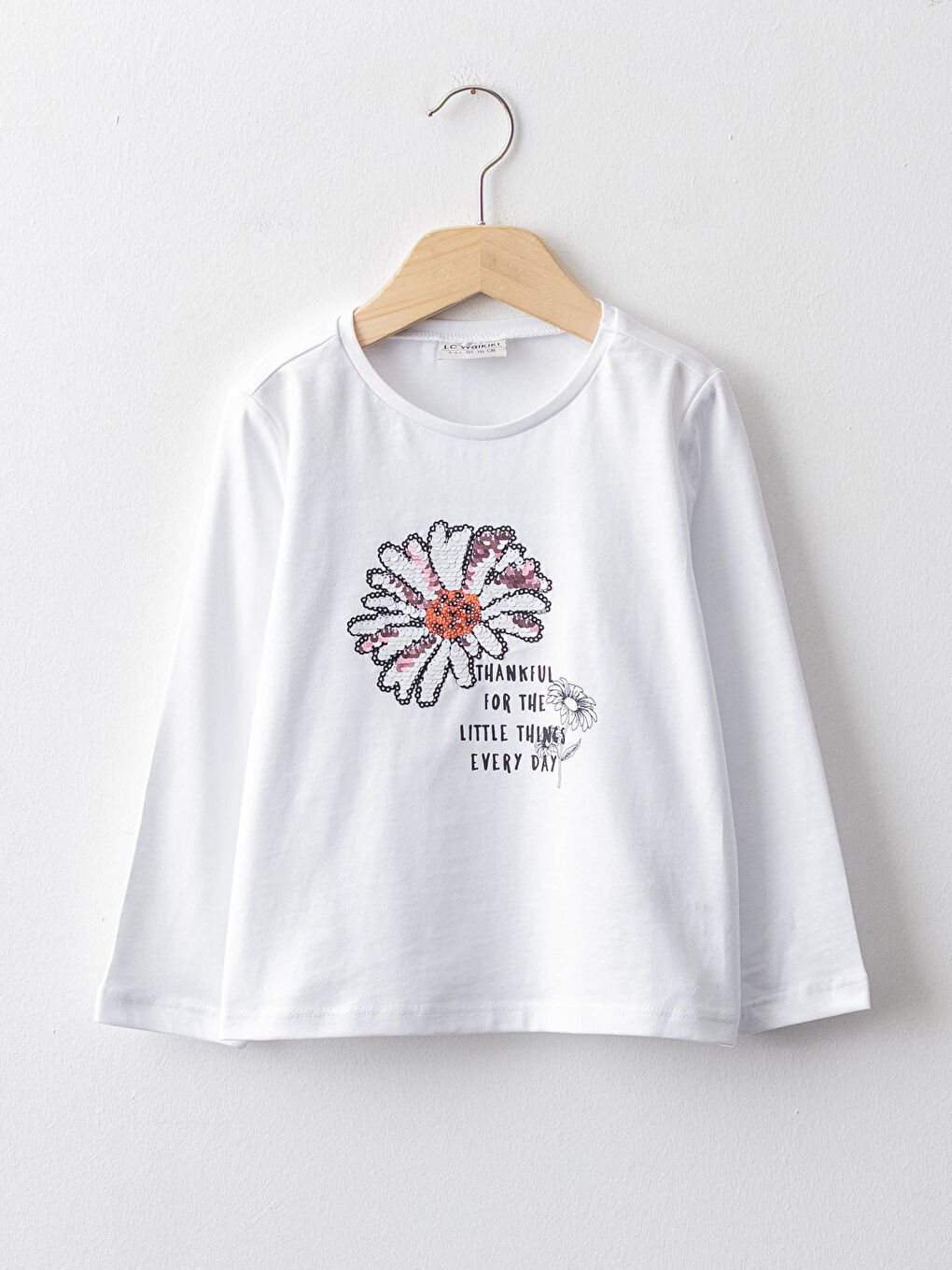 Crew Neck Printed Double Sided Sequined Long Sleeve Girls T-Shirt -W18992Z4-R9K