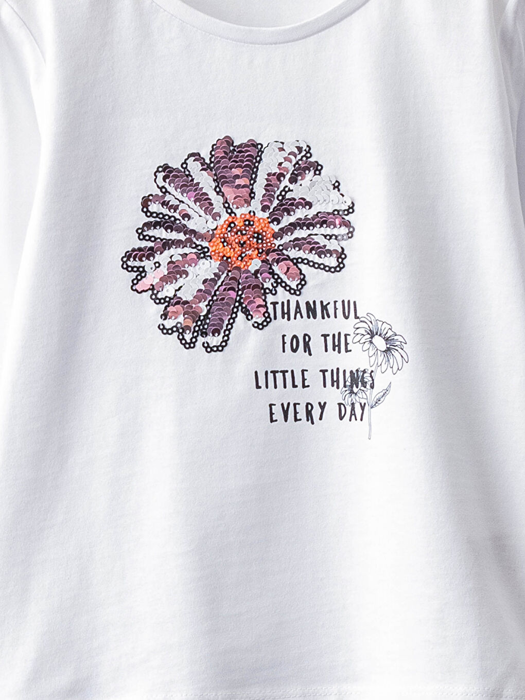Crew Neck Printed Double Sided Sequined Long Sleeve Girls T-Shirt -W18992Z4-R9K