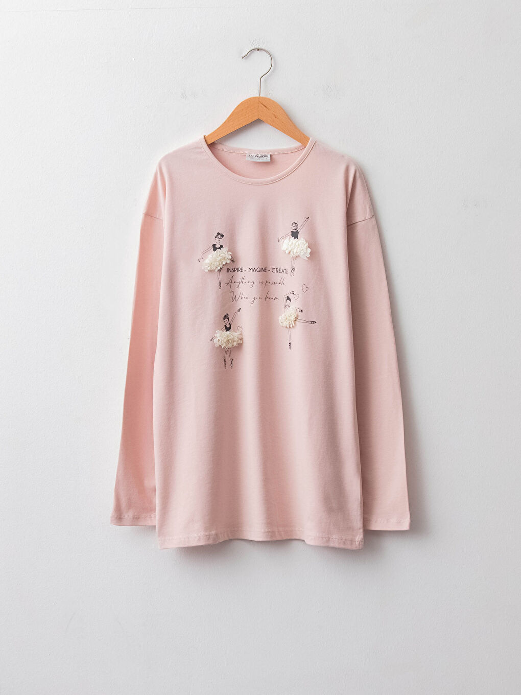 Футболка для дівчаток з круглим вирізом горловини, з принтом, довгий рукав, бавовна