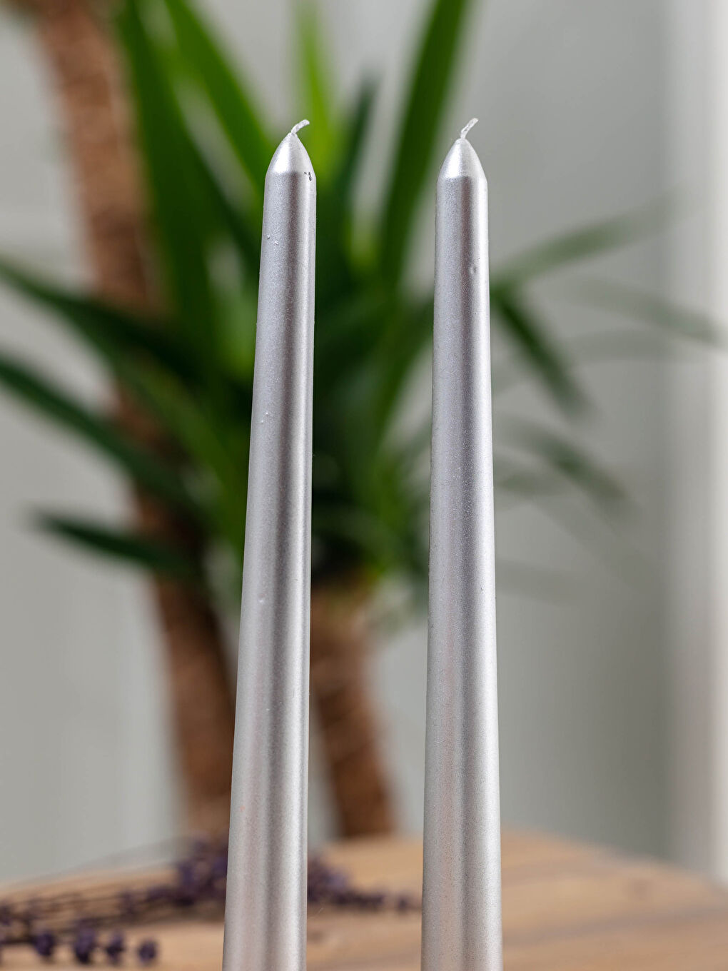 Gri Dekoratif Mum 2'li 25 cm