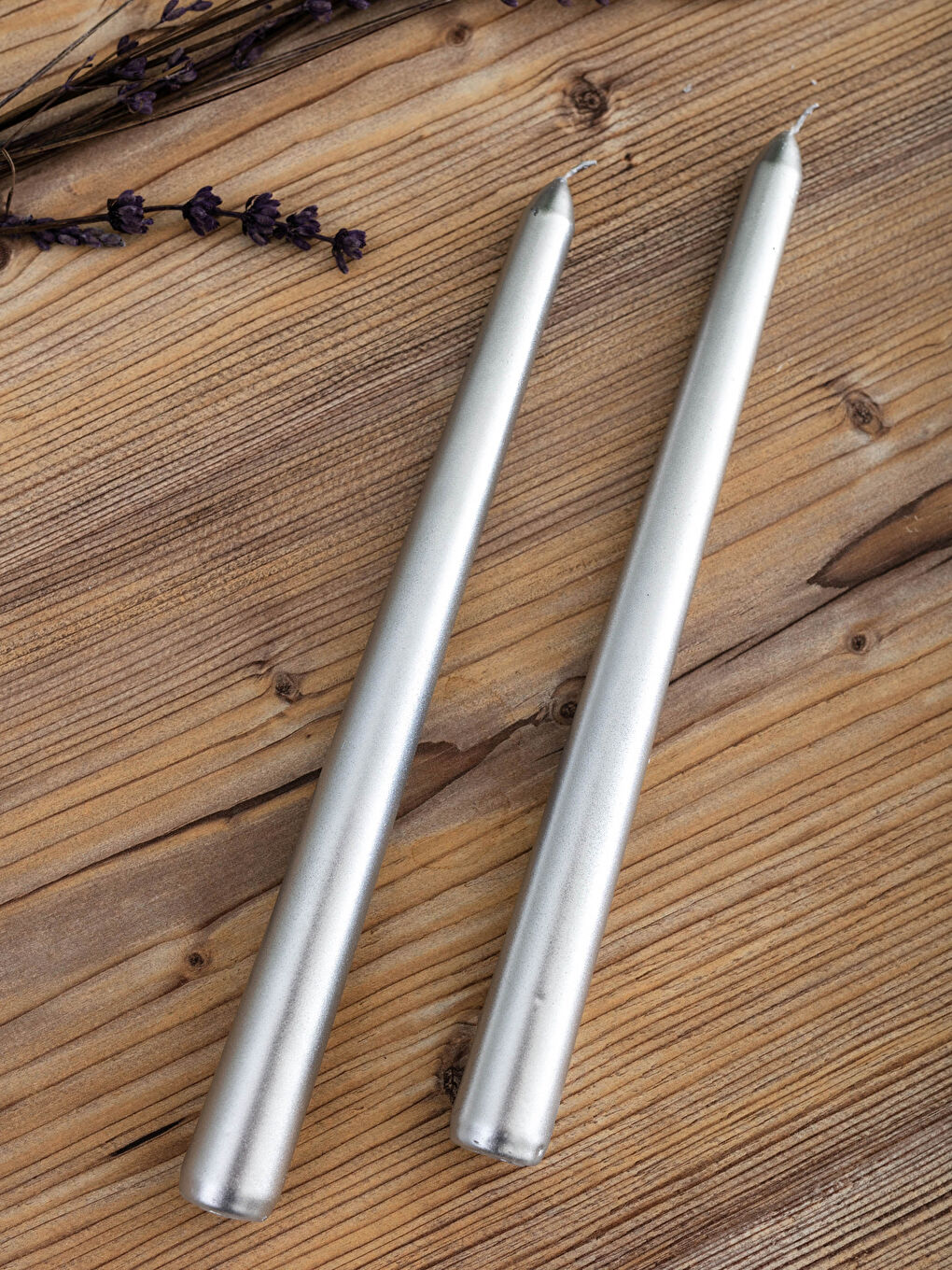 Gri Dekoratif Mum 2'li 25 cm-1