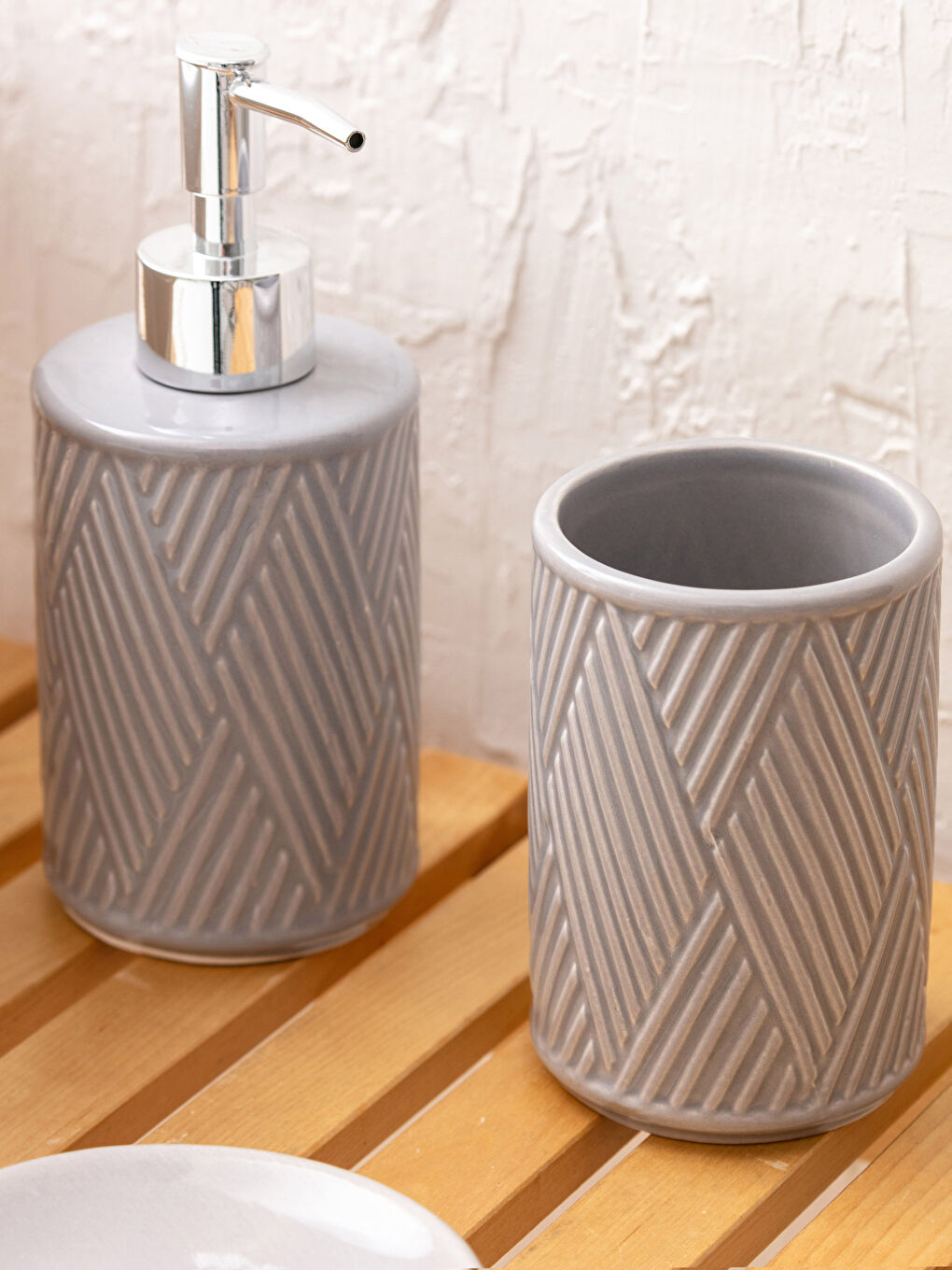 Set de baie din ceramică imprimat 3 bucăți 6x6x15 cm-2