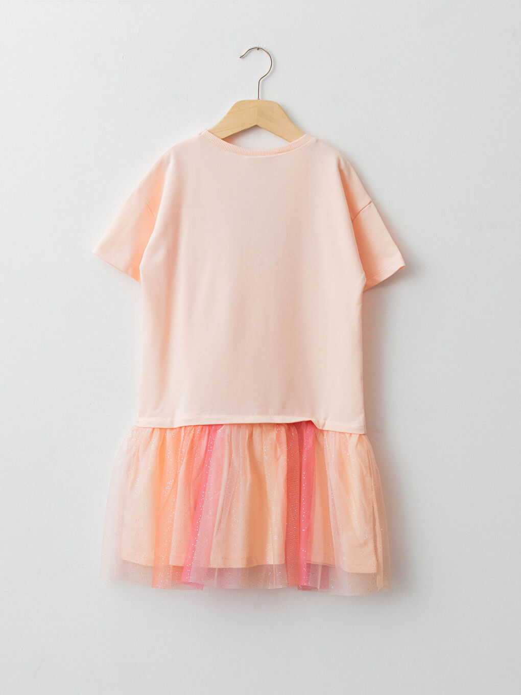 Pembe Bisiklet Yaka Baskılı Kısa Kollu Kız Çocuk Elbise-1